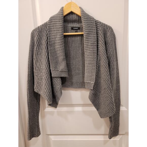 Express Grey Open Front Cardigan - Picture 4 of 6